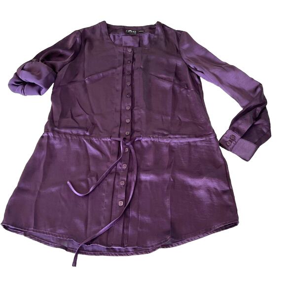 Tribal Brand Womens Tunic Blouse Roll Tab Long Sleeve Purple Size 4 - Picture 1 of 11